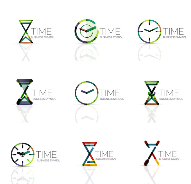 Reloj geométrico y conjunto de iconos de tiempo
 - Vector, imagen