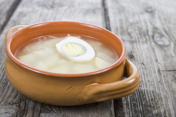 Chicken broth with egg  - Photo, image
