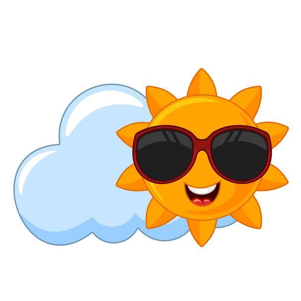Ευτυχισμένος γυαλιά ηλίου με σύννεφο σε λευκό φόντο - Διάνυσμα, εικόνα