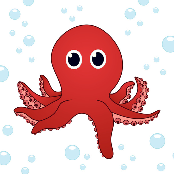 Cartoon octopus on a white background with shadow - Wektor, obraz