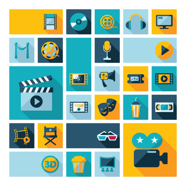 Conjunto de elementos de diseño de películas e iconos de cine
 - Vector, imagen