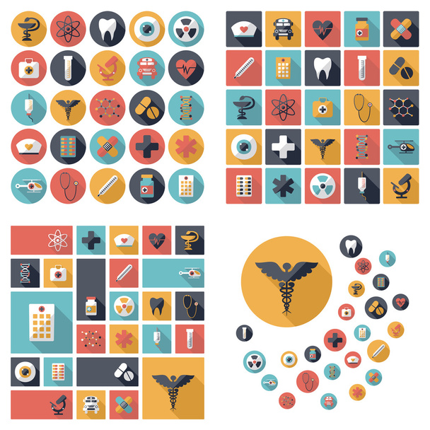 Conjunto de iconos de concepto de diseño plano para medicina
 - Vector, imagen