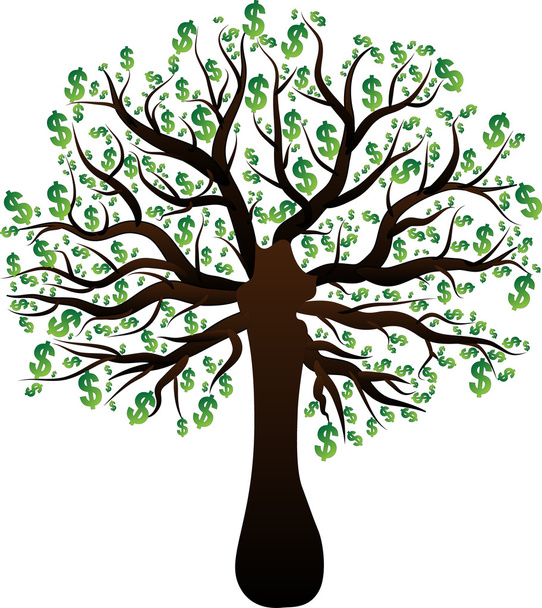 fejlődés fa fa zöld dollár - Vektor, kép