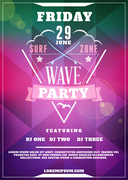 Beach Party Flyer or Poster. Summer Night Party. Vector Template - Διάνυσμα, εικόνα