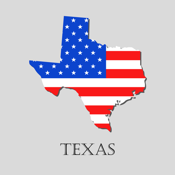 Mapa stanu Teksas w amerykańską flagę - ilustracja wektorowa. - Wektor, obraz