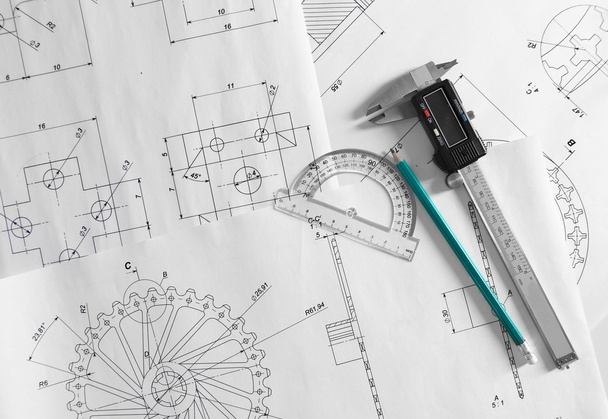 Set of engineering drawings  - Фото, изображение