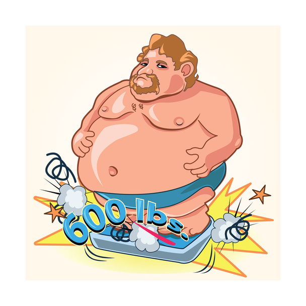 Un uomo grasso pesa il problema
 - Vettoriali, immagini