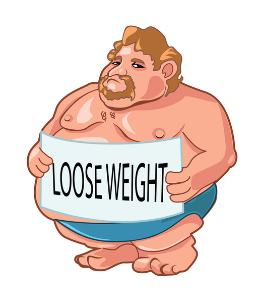 Un hombre gordo pesa un problema
 - Vector, Imagen