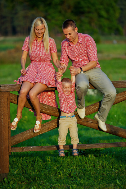 cute little boy with his parents outdoors - Zdjęcie, obraz