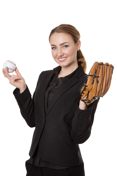 Businesswoman with baseball - Photo, Image