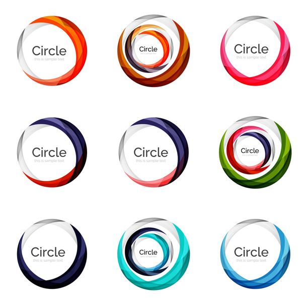 Set of abstract swirls and circles, logo collection - Vector, Image