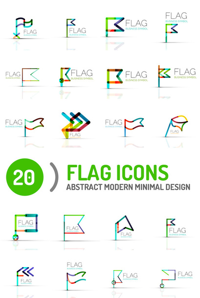 Lippu kuvake logo asettaa, lineaarinen muotoilu
 - Vektori, kuva