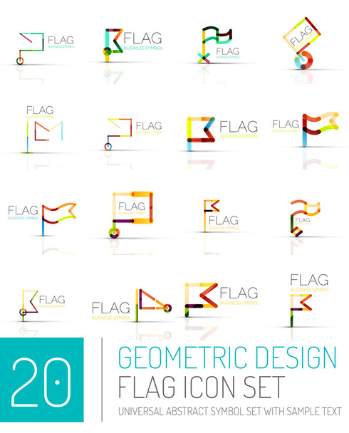 Flag icon logo set, linear design - Vector, Image