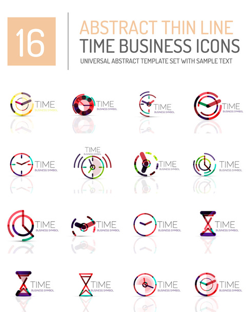 Reloj geométrico y conjunto de iconos de tiempo
 - Vector, imagen
