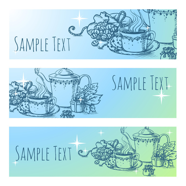 茶と美しいビンテージ ベクトル バナー - ベクター画像