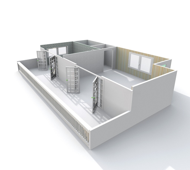3d modelo de papel de renderização interior de apartamento em casa vazio
  - Foto, Imagem