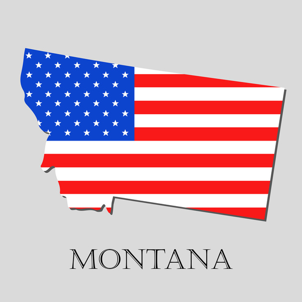 Χάρτης πολιτεία της Μοντάνα στην αμερικανική σημαία - εικονογράφηση φορέας. - Διάνυσμα, εικόνα
