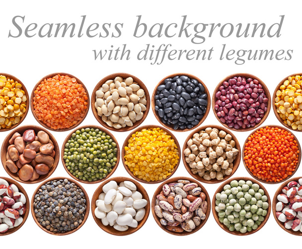 Seamless texture with legumes on white - Photo, Image