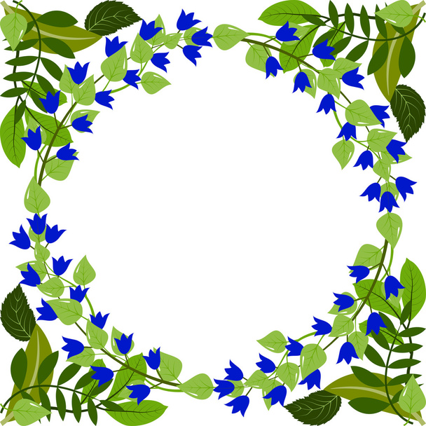 Wreath of blue bellflowers - Wektor, obraz