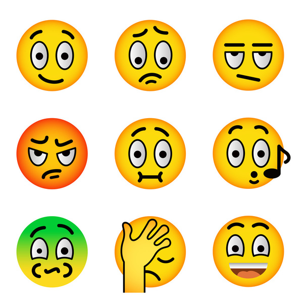 Conjunto de iconos de vector plano emoji cara sonriente
 - Vector, imagen