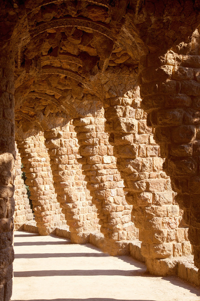 Barcelona Park Guell of Gaudi stone columns - Photo, Image