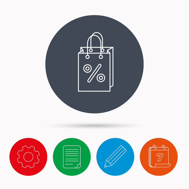 Shopping bag icon. Sale and discounts sign. - Vetor, Imagem