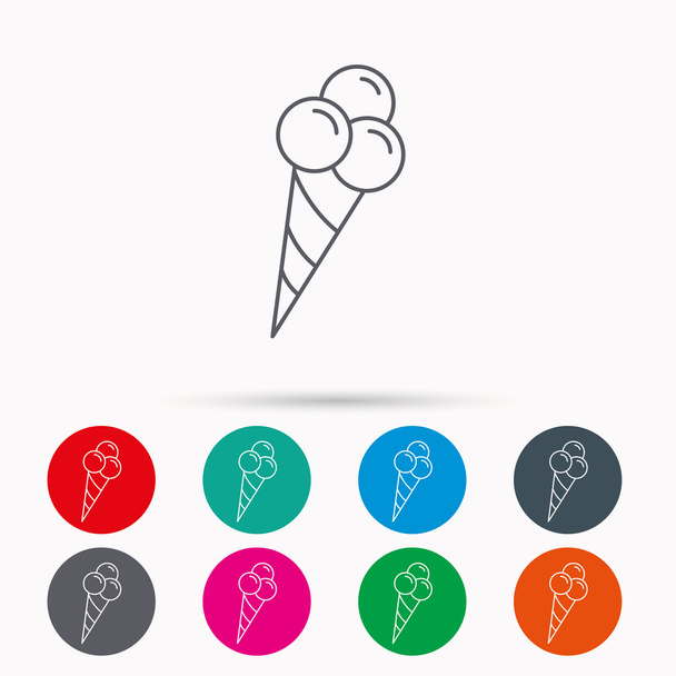 Ice cream with three balls icon. Sweet dessert. - Vektor, obrázek