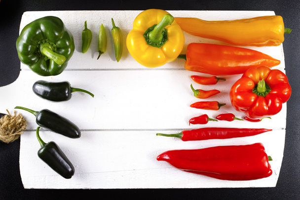 Mexican hot chili peppers colorful mix paprika poblano serrano j - Foto, Bild