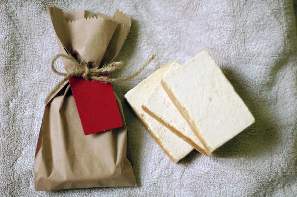 organic handmade soap in kraft bag - Photo, Image