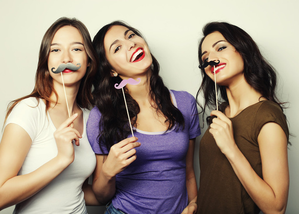 Stylish sexy hipster girls best friends ready for party. - 写真・画像