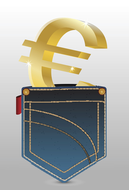 Euro-Symbol in der Gesäßtasche. - Vektor, Bild
