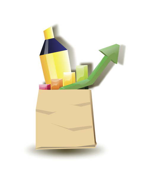 vector image of a package with bar graph, arrow, and felt tip marker. - Vector, Image