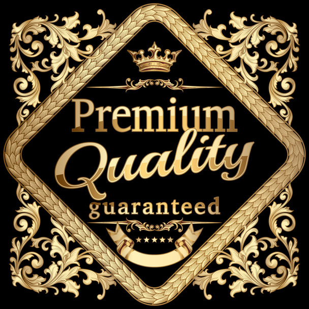 Premium quality gold emblem - Vector, afbeelding