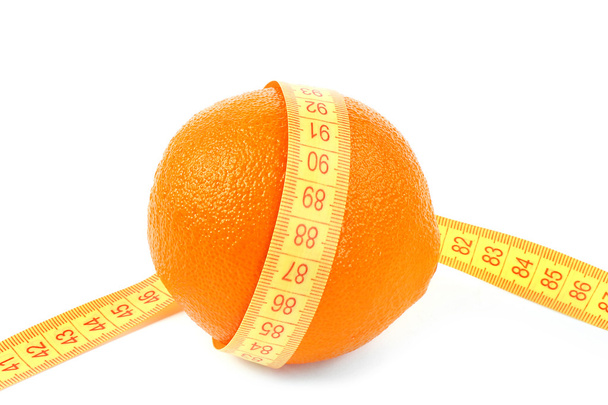 Orange fruit with tape measure - Foto, Imagem