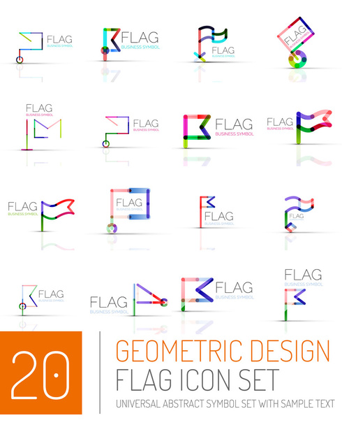 Flag icon logo set, linear design - Vector, Image