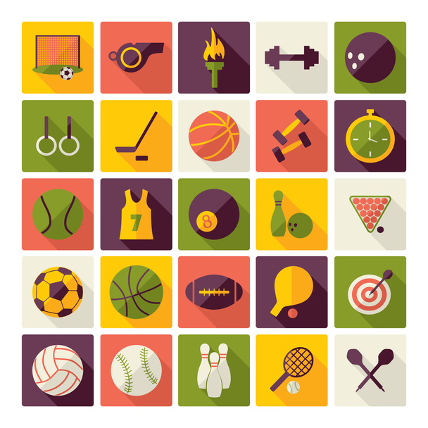 Flat concept, design with shadow, sports icons - Vector, Image