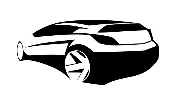 Sports car black silhouette - Vector, Image