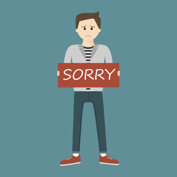 Man Holding Sorry Sign - Vector, Image