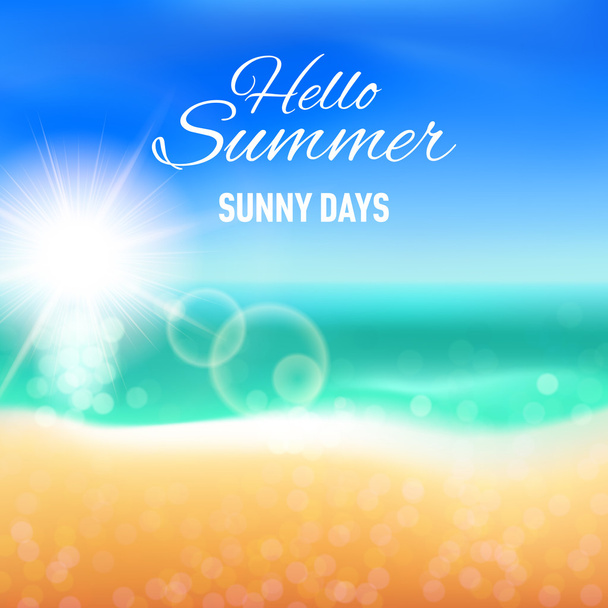 Defocused background with sunny beach for your summer design - Vector, afbeelding