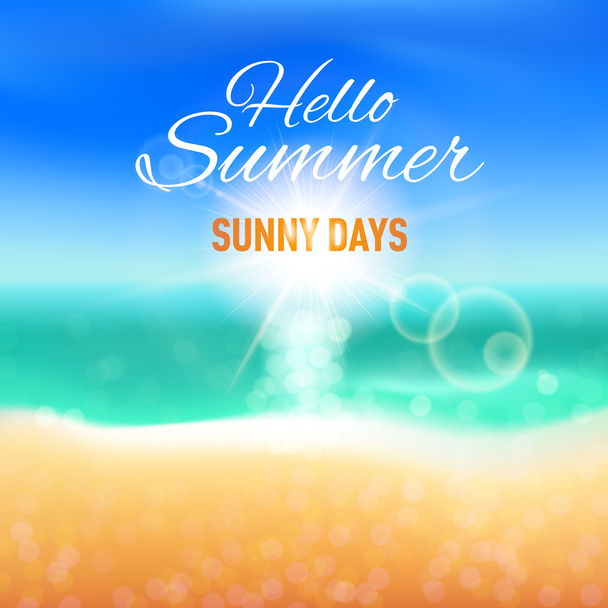 Blurred background with sunny beach for your summer design - Vector, Image