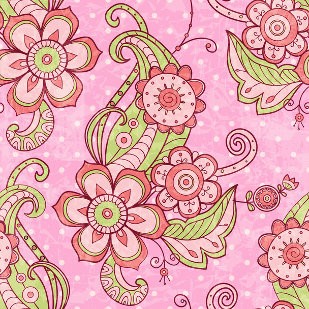 Ручной рисованный винтажный цветочный фон
 - Вектор,изображение
