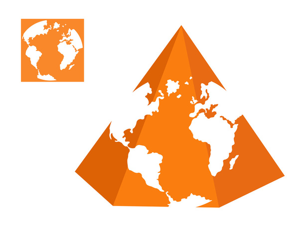 Piramit whith dünya harita süsleme - Vektör, Görsel
