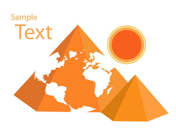 pirámide con ornamento de mapa del mundo
 - Vector, Imagen
