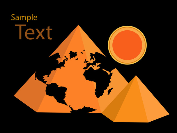 pirámide con ornamento de mapa del mundo
 - Vector, Imagen