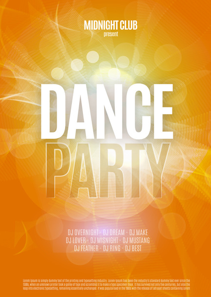 Dance Party Night Poster Background Template. Vector Illustration - Vettoriali, immagini