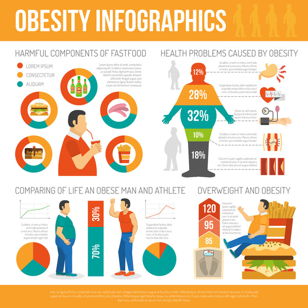 Obesity Concept Infographic - Vektor, kép