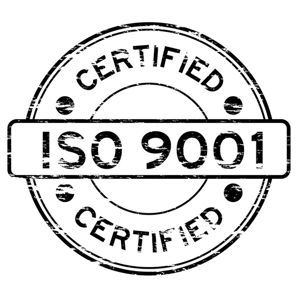Grunged ISO9001 certified stamp - Vector, Image