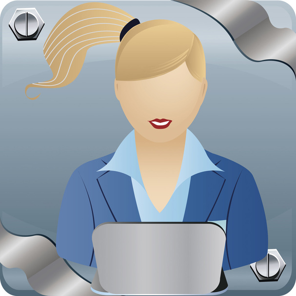 vector afbeelding van een zakelijke vrouw die op laptop werkt. - Vector, afbeelding