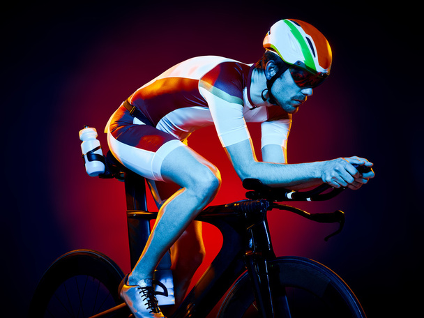 man cyclist cycling bicycle triathlon isolated - Fotó, kép