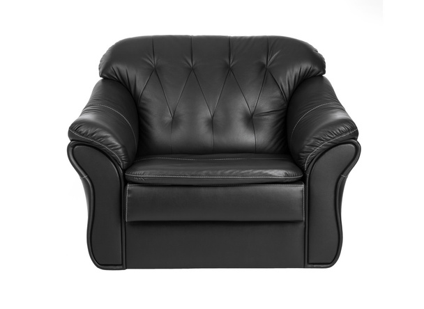 Klasszikus nagy fekete bőr fotel elszigetelt fehér background  - Fotó, kép